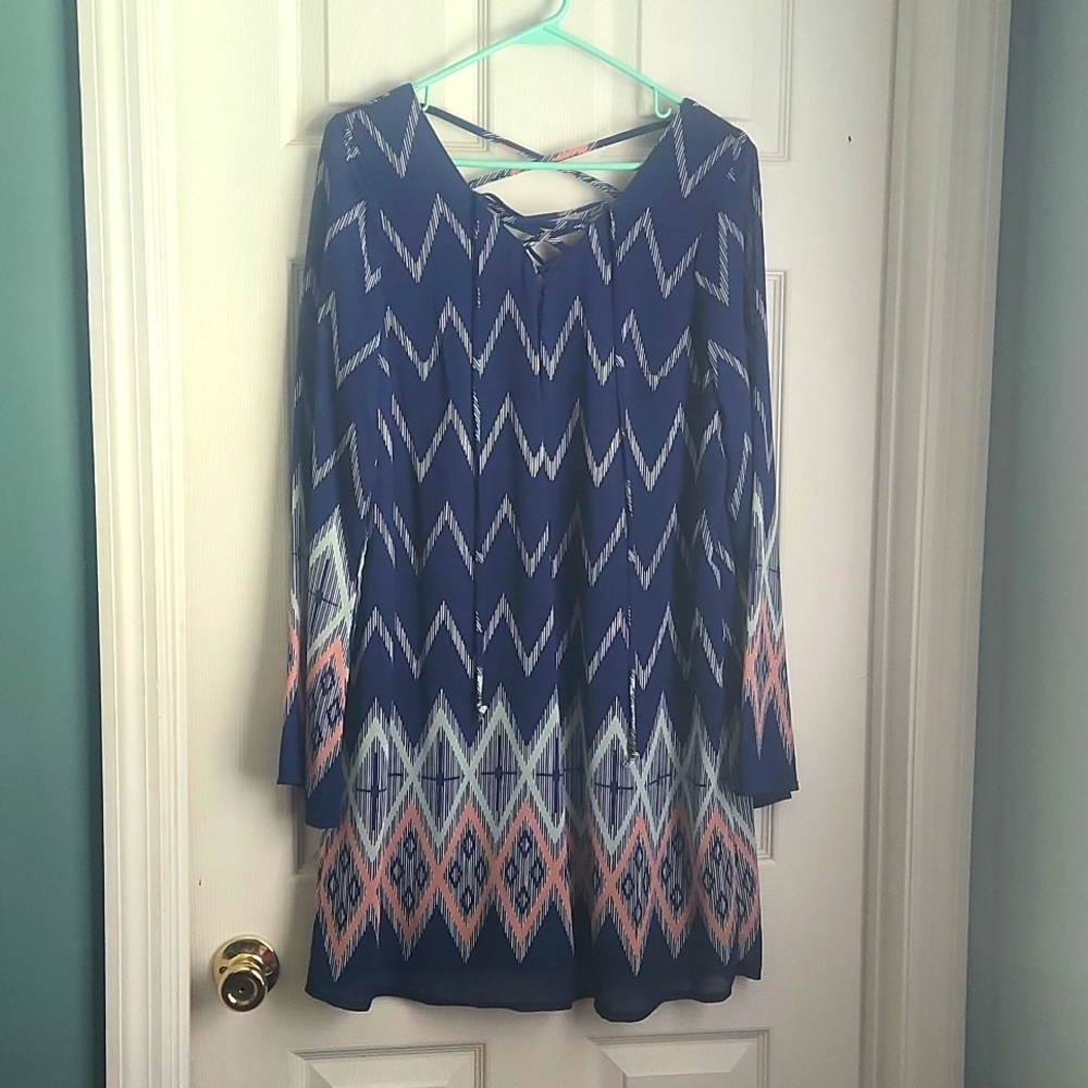 Long sleeve boho style dress, sz. Lg